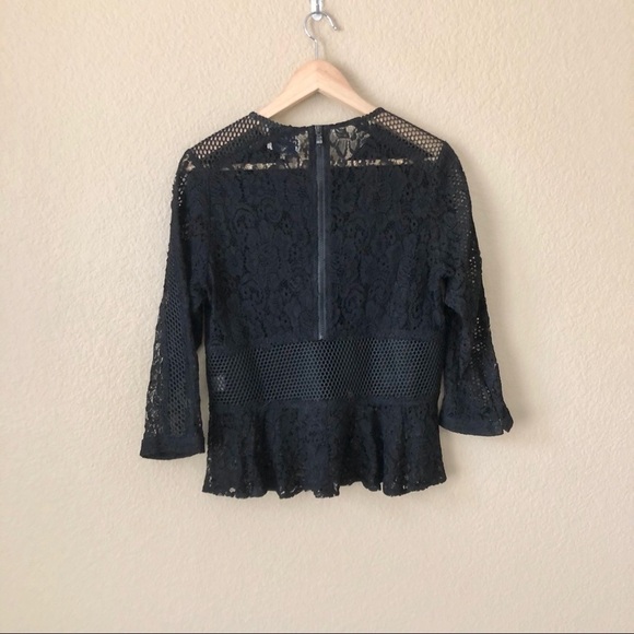 Sea New York Black Lace Peplum Top Size 4 - Picture 5 of 5